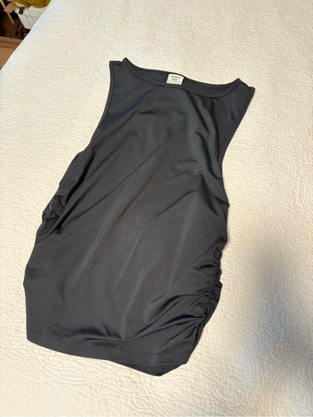 Sunday Best Black Sleeveless Ruched Side Tank